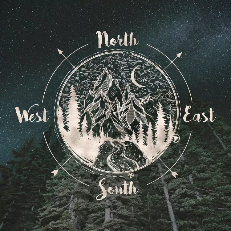 Milky Way Stars With Gold Compass by Nature Magick wall art