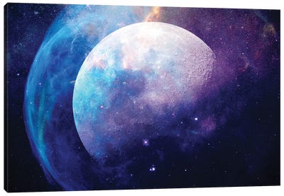 Soul of Earth Moon Galaxy Space And Stars Canvas Art Print - Full Moon Art