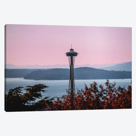 Seattle Sky Pastel Space Needle Sunset Canvas Print #MGK601} by Nature Magick Canvas Artwork