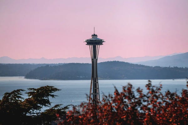 Space Needle: Seattle Sky Pastel Space Needle Sunset by Nature Magick