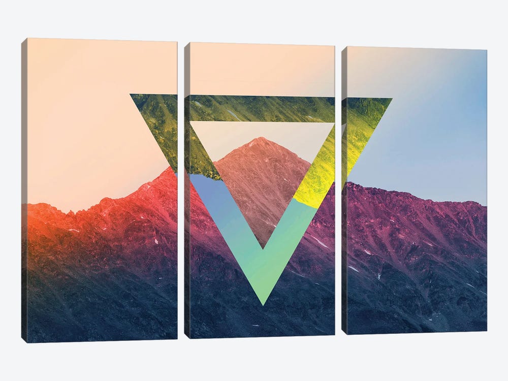 Mountain Geometry - Nature Abstract by Nature Magick 3-piece Canvas Art