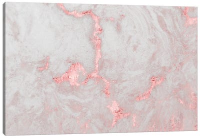 Pretty Rose Gold Pink Marble Canvas Art Print - Agate, Geode & Mineral Art
