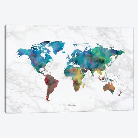 Colorful Marble Watercolor Map Canvas Print #MGK606} by Nature Magick Canvas Art Print