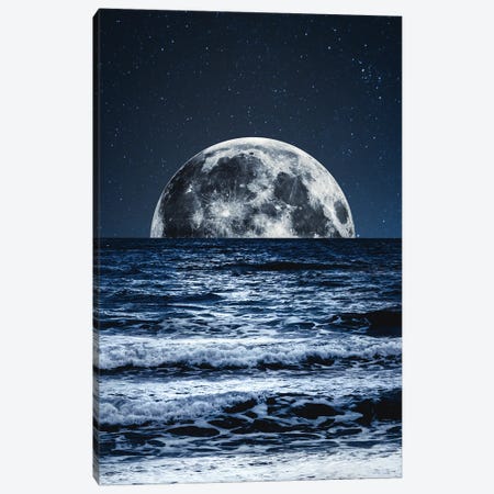 Moonrise Over Ocean Blues Canvas Print #MGK615} by Nature Magick Canvas Wall Art