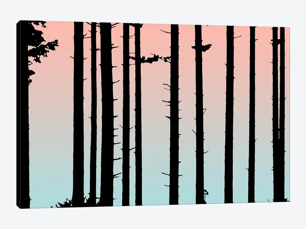 Coral And Teal Sunset Forest Landscape by Nature Magick 1-piece Canvas Print