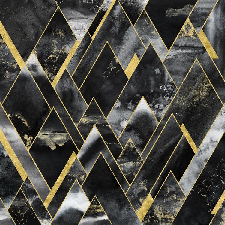 Black And Gold Geometric Mountains