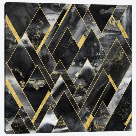 Black And Gold Geometric Mountains Canvas Print #MGK624} by Nature Magick Canvas Print