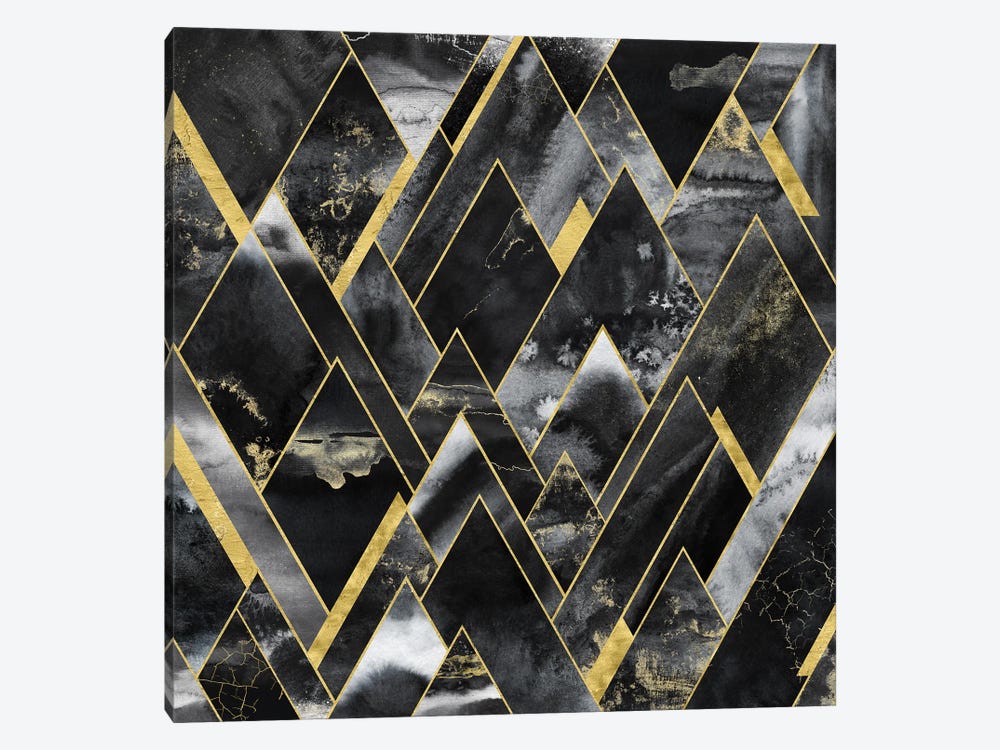Black And Gold Geometric Mountains by Nature Magick 1-piece Canvas Wall Art