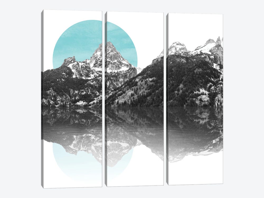Teal Sunrise Mountain Lake by Nature Magick 3-piece Canvas Wall Art