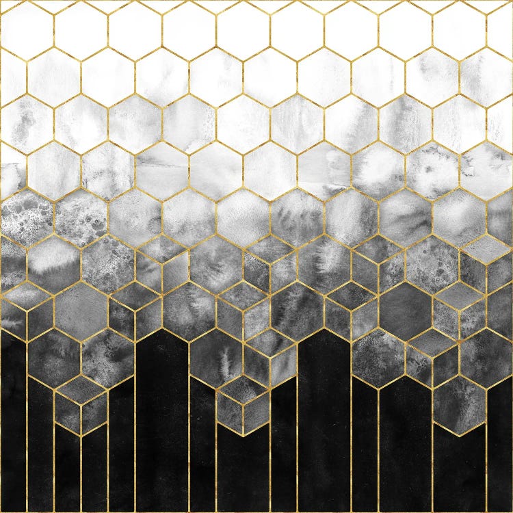 Black And Gold Geometric Hexagon Abstract