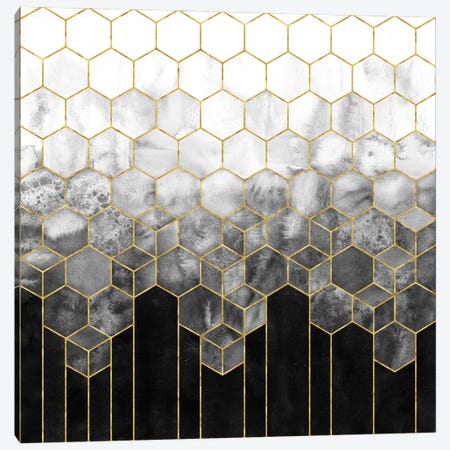 Black And Gold Geometric Hexagon Abstract Canvas Print #MGK628} by Nature Magick Canvas Wall Art