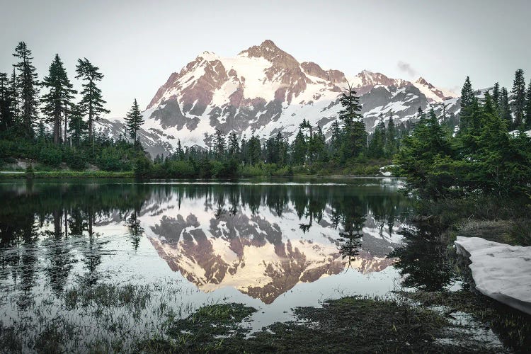 Mountain Picture Lake Woods Water Reflection of Mt. Shuksan at North Cascades National Park