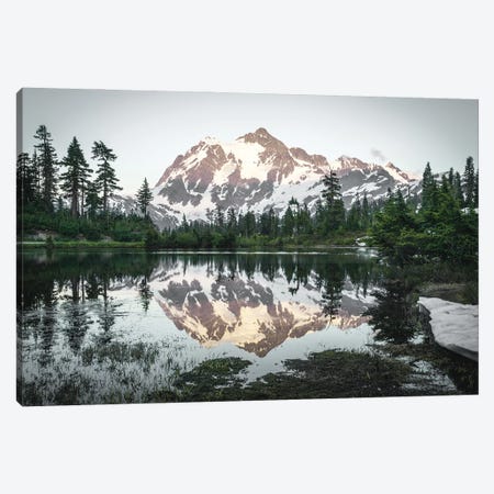 Mountain Picture Lake Woods Water Reflection of Mt. Shuksan at North Cascades National Park Canvas Print #MGK640} by Nature Magick Canvas Wall Art
