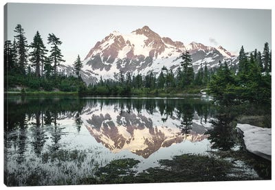 Mountain Picture Lake Woods Water Reflection of Mt. Shuksan at North Cascades National Park Canvas Art Print - Nature Magick