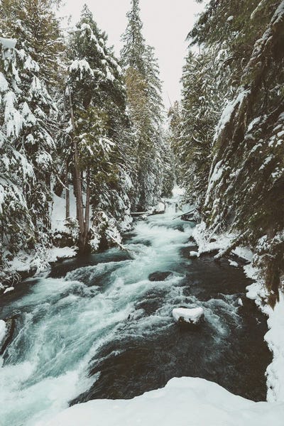 Nature Magick: Winter Rushing Ice Water and Snow on the McKenzie River by Nature Magick