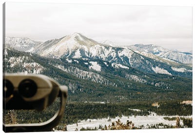 Winter Road Trip Adventure Viewpoint of the Snow-Capped Sawtooth Mountains Canvas Art Print - Nature Magick
