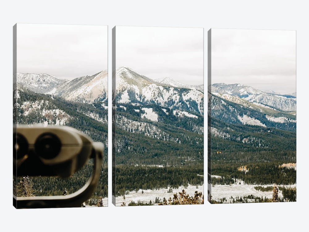 Winter Road Trip Adventure Viewpoint of the Snow-Capped Sawtooth Mountains by Nature Magick 3-piece Art Print