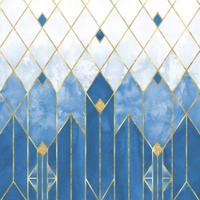 Frozen Blue and Gold Abstract Modern Geometric Art Deco Watercolor by Nature Magick metal wall art
