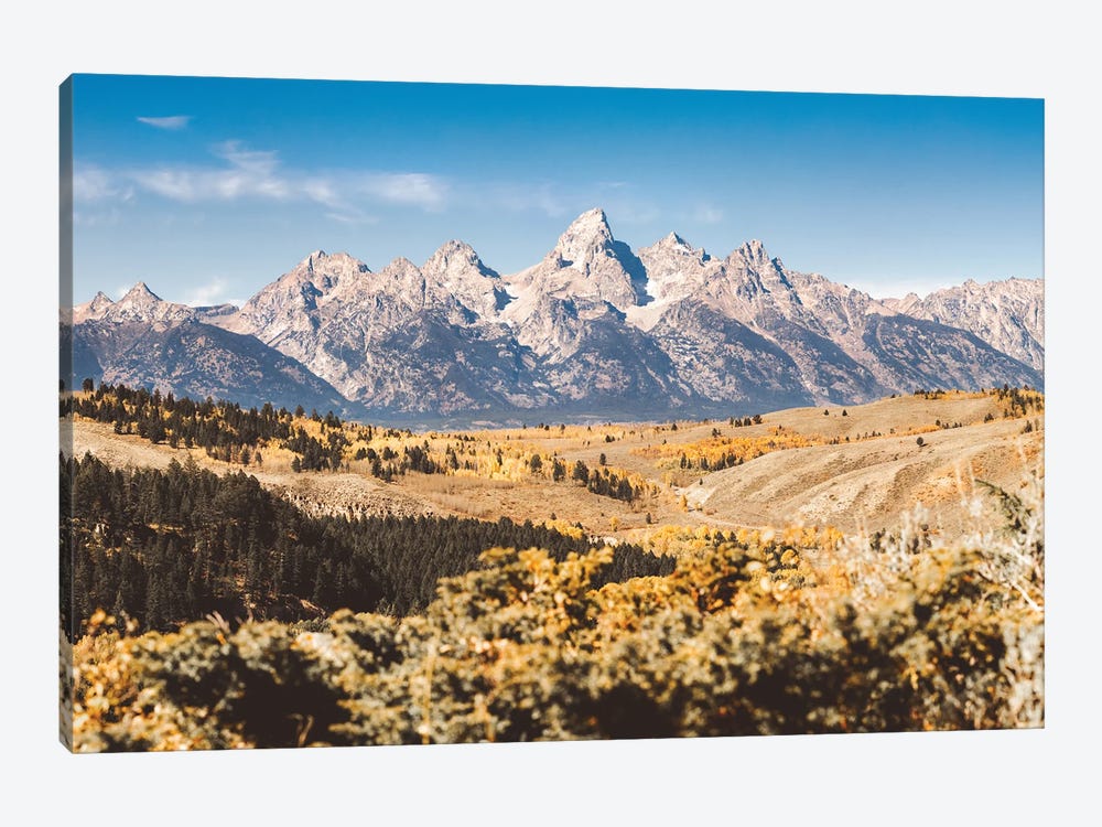Fall Adventure Autumn Mountains and Aspen Trees at Grand Teton National Park Western Grand Tetons by Nature Magick 1-piece Canvas Art Print