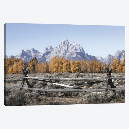 Fall Mountains Grand Tetons with Autumn Aspen Trees at Grand Teton National Park Western Canvas Print #MGK659} by Nature Magick Canvas Print