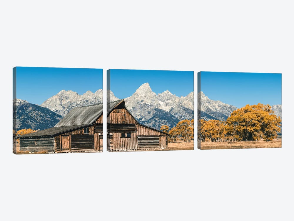 Fall Barn Famous Grand Tetons T. A. Moulton Barn in Grand Teton National Park Western Autumn by Nature Magick 3-piece Canvas Art Print
