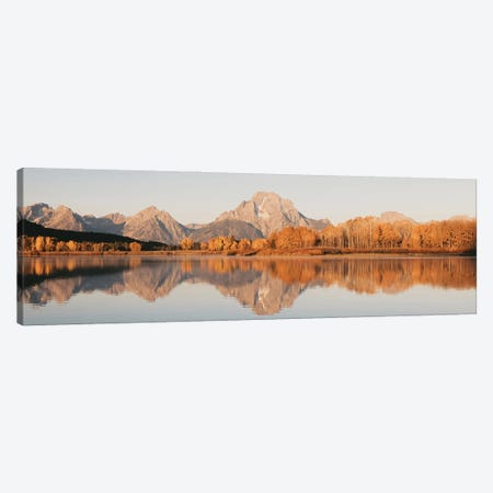 Fall Aspen Trees and Mountain Water Reflection Mt. Moran Autumn Leaves Grand Teton National Park Western Canvas Print #MGK674} by Nature Magick Canvas Wall Art