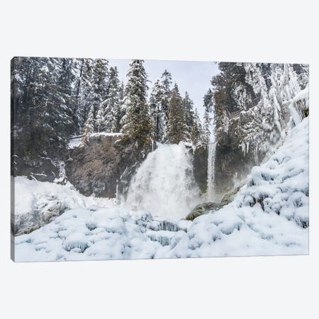 Sahalie Falls Ice Water Winter Forest Waterfall Canvas Print #MGK676} by Nature Magick Canvas Wall Art