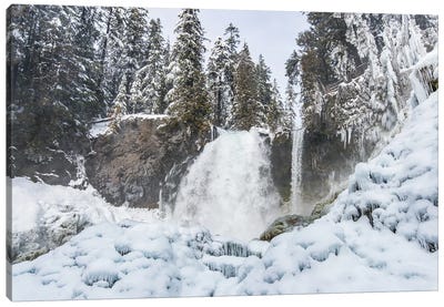 Sahalie Falls Ice Water Winter Forest Waterfall Canvas Art Print - Nature Magick