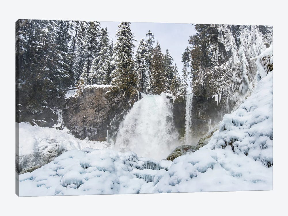 Sahalie Falls Ice Water Winter Forest Waterfall by Nature Magick 1-piece Canvas Print