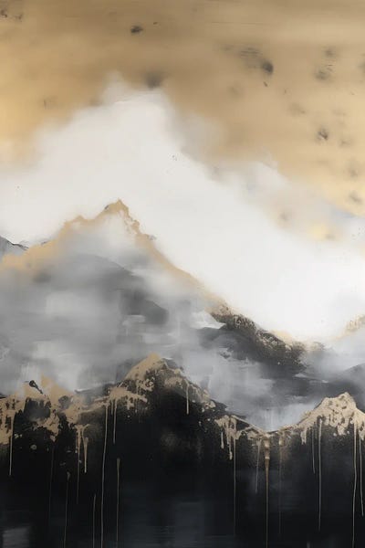 Mountain Forest Gold Abstract I Painting
