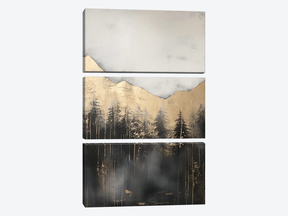 Mountain Forest Gold Abstract Painting III by Nature Magick 3-piece Canvas Wall Art