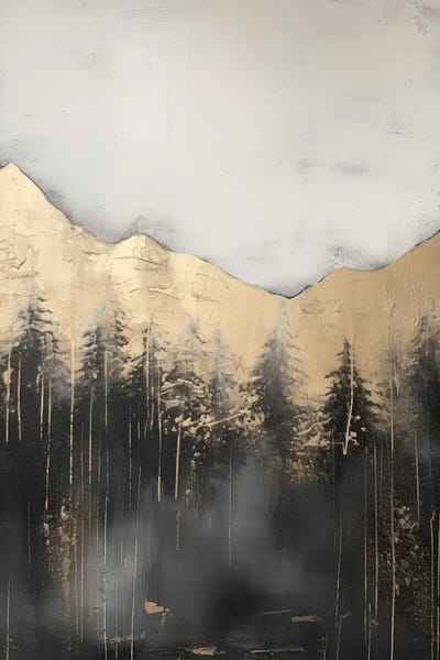 Mountain Forest Gold Abstract III Painting