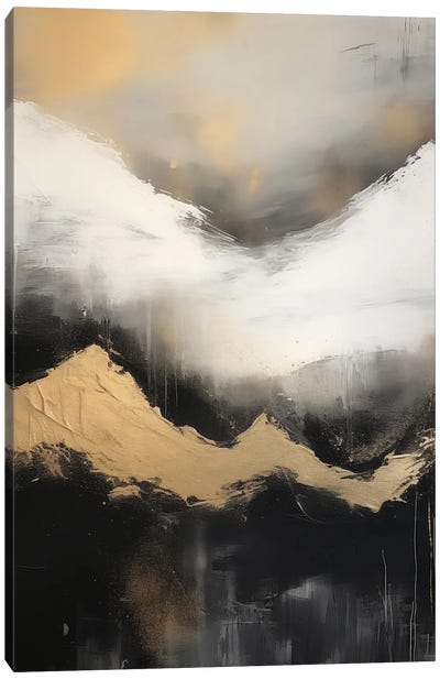 Mountain Forest Gold Abstract Painting IV Canvas Art Print - Nature Magick