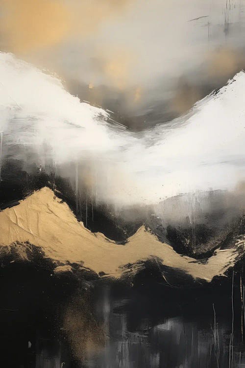 Mountain Forest Gold Abstract Painting IV