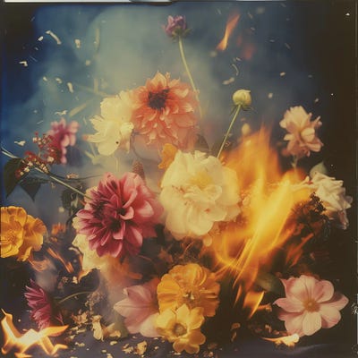 Vintage Floral Fireworks I by Nature Magick framed canvas print