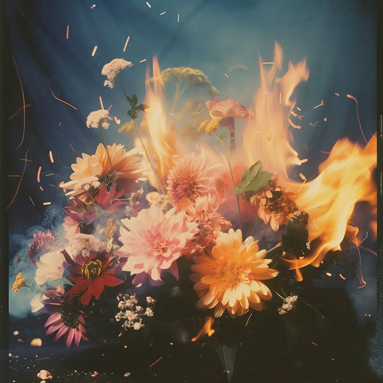 Vintage Floral Fireworks II by Nature Magick wall art