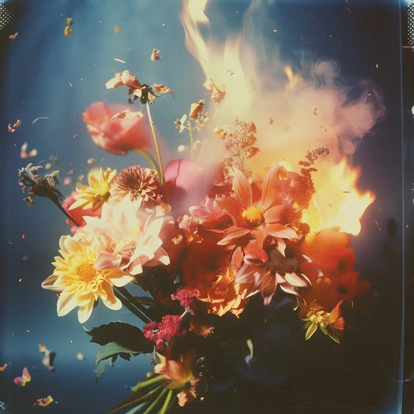 Fine Art Print: Vintage Floral Fireworks III by Nature Magick