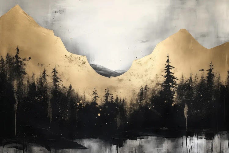 Mountain Forest Gold Abstract by Nature Magick wall art