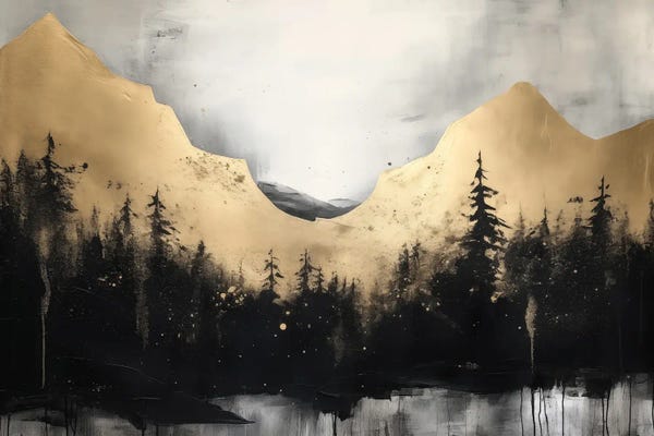Mountain Forest Gold Abstract