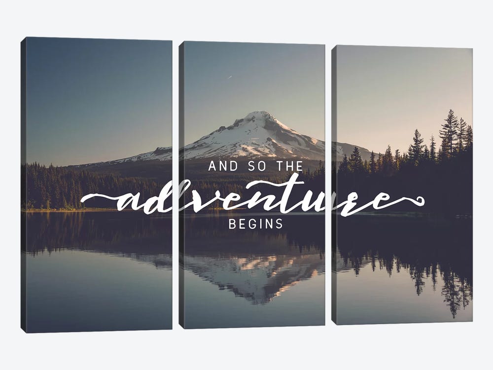 And So The Adventure Begins Saying Trillium Lake Oregon Nature Forest by Nature Magick 3-piece Canvas Art Print