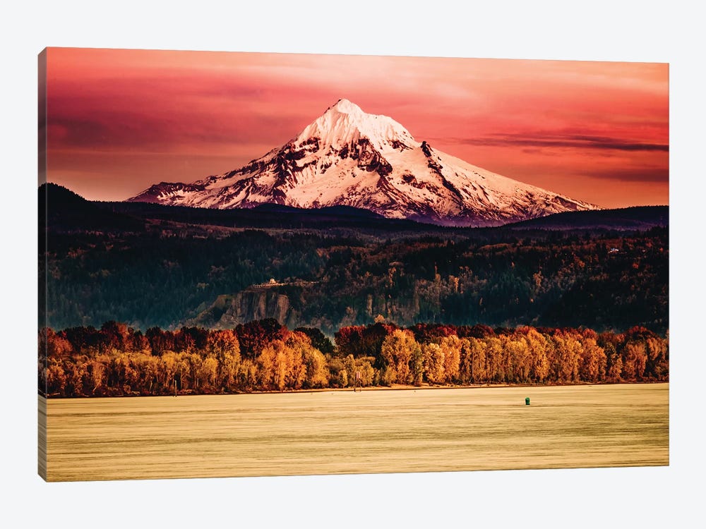 Mountain Sunset River Mt. Hood Oregon Columbia River Gorge by Nature Magick 1-piece Canvas Print