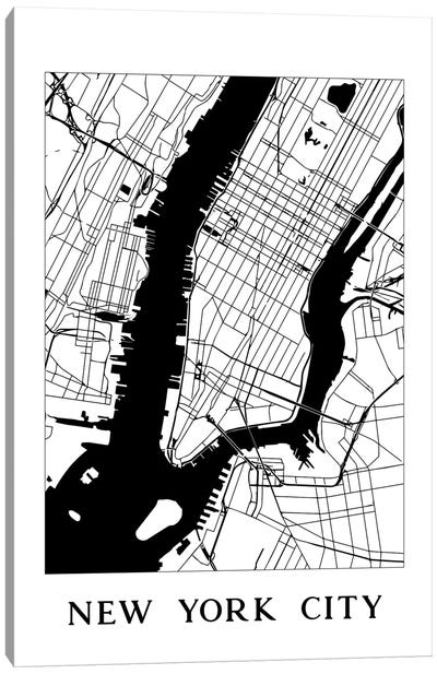 New York City Map Canvas Art Print - New York City Map