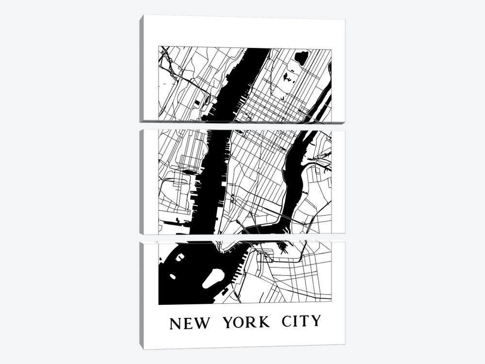 New York City Map by Nature Magick 3-piece Canvas Wall Art