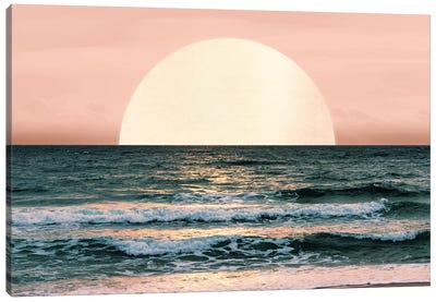 Ocean Beach Sunset Canvas Art Print - Sunrise & Sunset Art