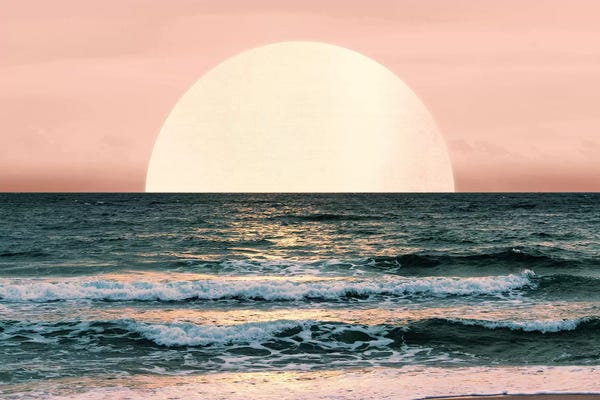 Large Coastal Art - Canvas Prints: Ocean Beach Sunset by Nature Magick
