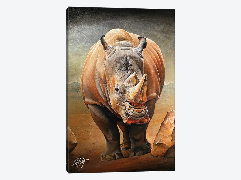 Black Rhino by Michael Goldzweig 1-piece Canvas Wall Art