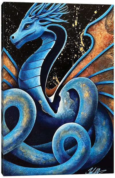 Snake Dragon Canvas Art Print - Blue Art