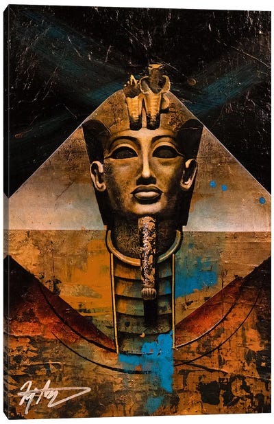 The Golden Pharaoh Canvas Art Print - Black & Dark Art