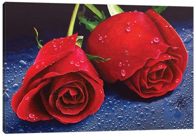 Two Roses Canvas Art Print - Michael Goldzweig
