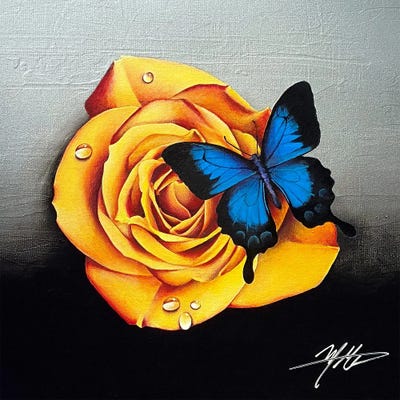 Rose And Butterfly by Michael Goldzweig art print